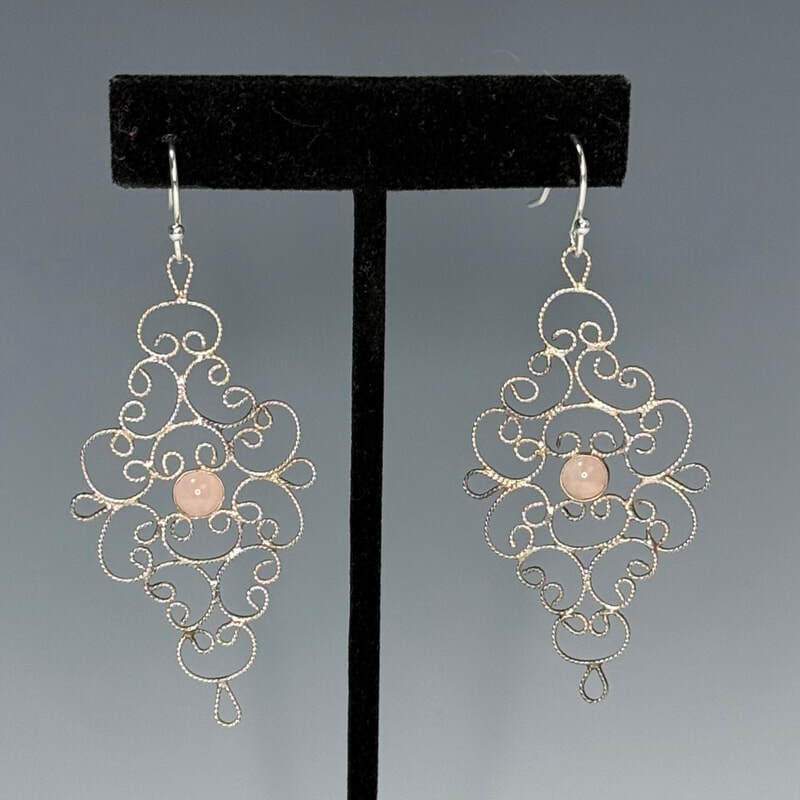 Russian filigree sterling silver with rose quartz. 3